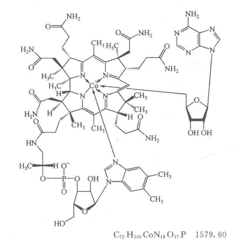 Adenosylcobalamin cobamamide Molecular structural formula